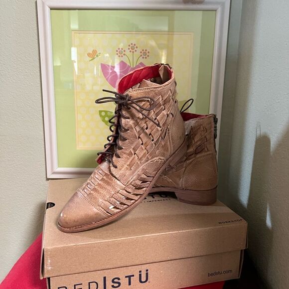 NWT Bed Stu Women's Tan Leather”Oats Rustic Loretta Boot” Boots Size 8.5 - Picture 3 of 9